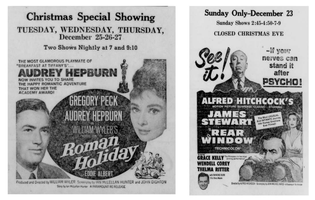 Movie posters in newspapers