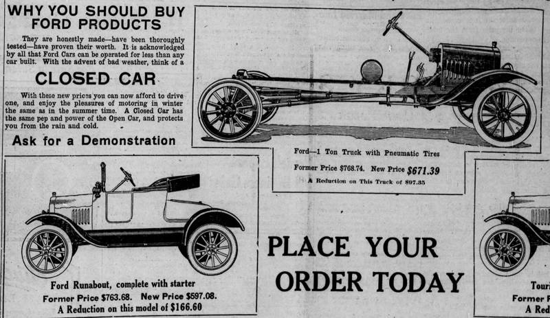 Advertisement for Ford automobiles